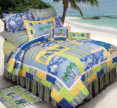 SURFERS BAY SURFING BEACH SURF BOARD QUILT FULL QUEEN