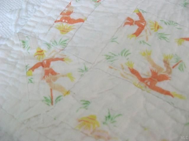 Vintage SCARECROW Antique Feedsack 2 QUILT BLOCKS * SUZY HOMEMAKER