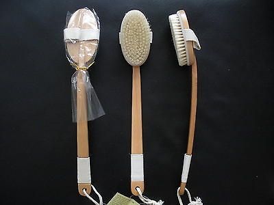 Lot *3 Natural Long Handle Bath Body Back Brush Spa