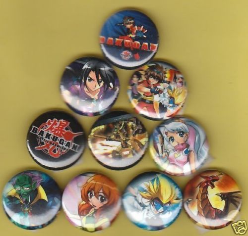 Bakugan Battle Brawlers Set of 10 Buttons Pins B adges