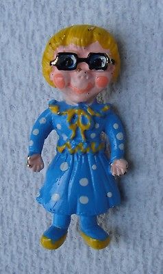 RARE Vintage Mrs. Beasley Figural Enamel Pin   Hand Painted