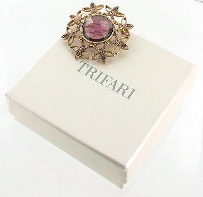 VINTAGE TRIFARI FAUX AMETHYST BEE FLY BORDER PIN ORIGINAL BOX SCOTTISH