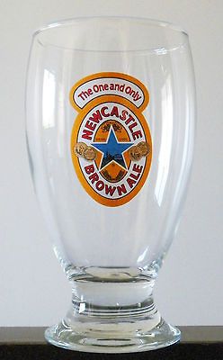 Set of 2 NEWCASTLE BROWN ALE SCHOONER PINT BEER GLASSES 16oz