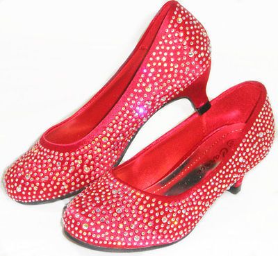 Bejeweled Rhinestone*Pag eant Dance Flower Girls Dress*Low Heels Pumps