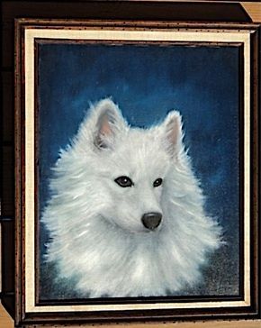 American Eskimo oil on canvas of Champion Eskie dog