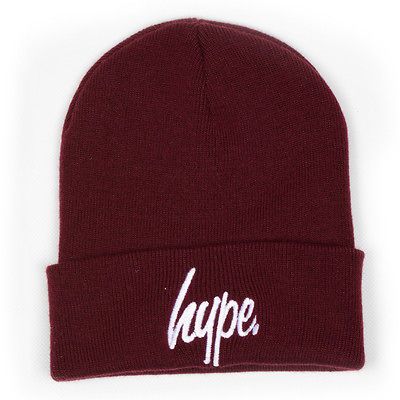 HYPE Clothing Woolly Hat Beanie Beenie Burgundy Maroon Black