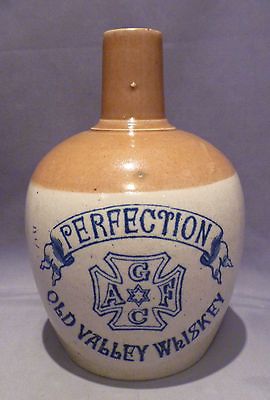 BLUE PERFECTION OLD VALLEY STAR OF DAVID QUART SIZE STONEWARE WHISKY