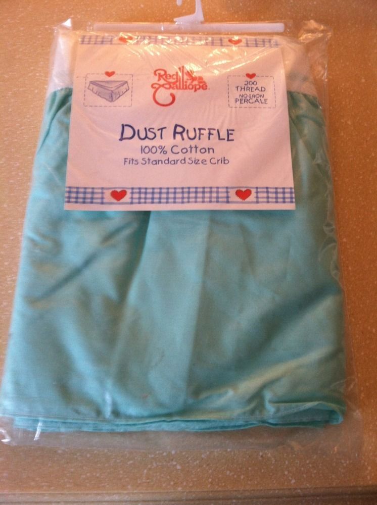 Calliope Aqua Dust Ruffle 200 Thread No Iron Percal Crib Size USA Made