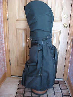 USED BLACK BENNINGTON GOLF BAG PADDED SELF STAND HOODED