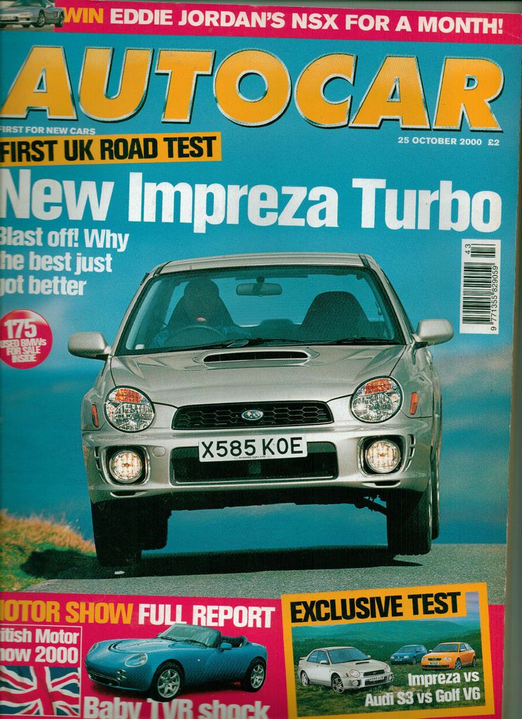 25 OCTOBER 2000 IMPREZA AUDI S3 GOLF V6 EVO VI RSX SEAT 20VT