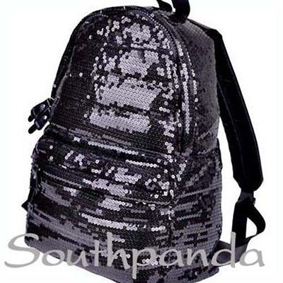 P001 Cute Black Sequin Figure Punk Lolita Backpack Bag