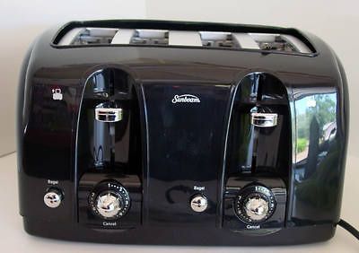 Black Sunbeam Cool Touch Wide Slot 4 Slice Bagel Toaster Store Display