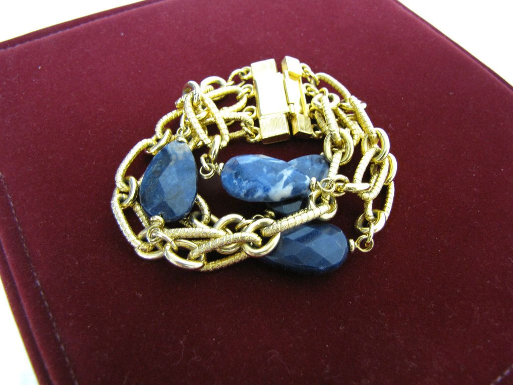 ST JOHN GOLD WITH 4 LARGE BLUE STONES & CHAIN BRACELET