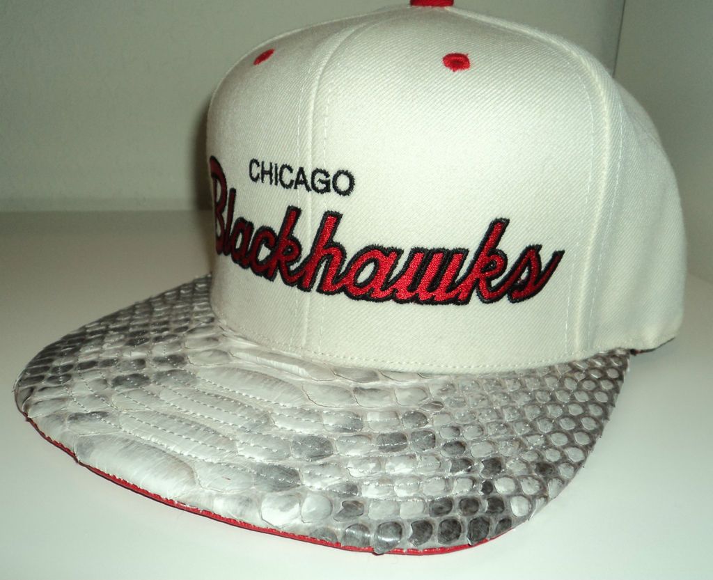 CHICAGO BLACKHAWKS SNAKESKIN SNAPBACK STRAPBACK PYTHON SNAKE CUSTOM