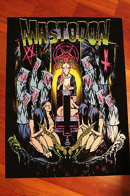 MASTODON FUZZY VINTAGE BLACKLIGHT STYLE POSTER SACRIFICE EVIL GOAT