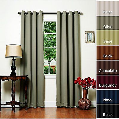 Solid Grommet Top Thermal Insulated Blackout Curtain 84 Length OLIVE