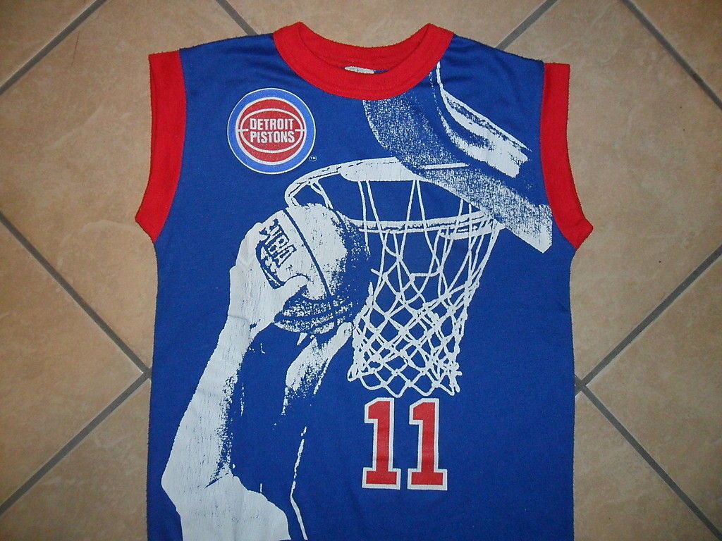 vtg 80s DETROIT PISTONS RINGER TSHIRT sleeveless muscle ISIAH THOMAS