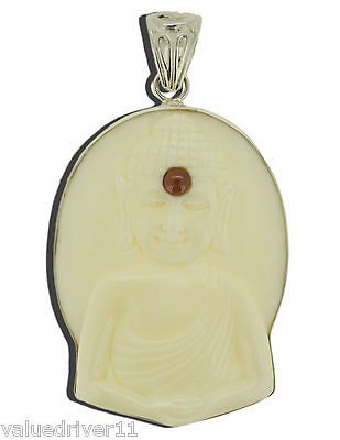 Buddha Buddhist Yoga Garnet Sterling Silver 925 PN585 T4157
