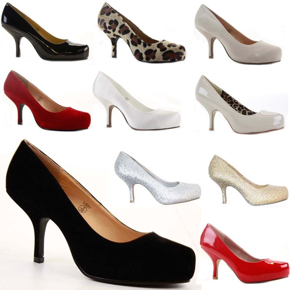 Womens Work Platform Wedding Court Shoes Pumps Stiletto Low Mid Kitten