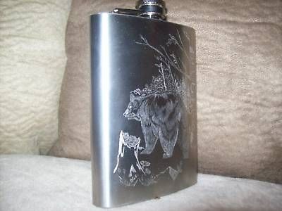 BLACK BEAR FLASK 8 OZ YOU DESIGN LION BEAR TURKEY WHALE