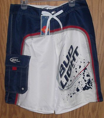 BUD LIGHT BOARD SWIMMING SHORTS   MENS 30 SWIMTRUNKS   BUD LITE