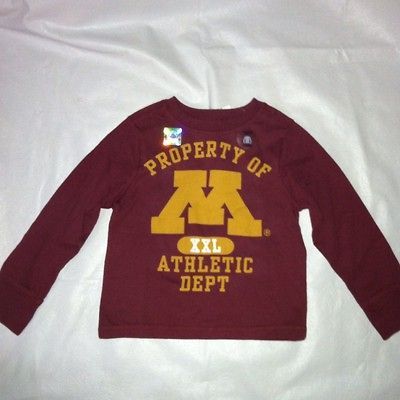 NWT University T Univ Of Minnesota Licensed Long Sleeved Tee Boys 12