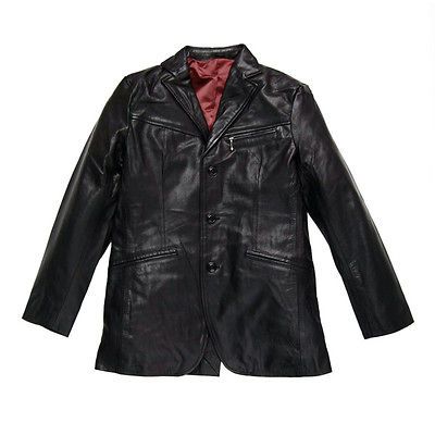 Mens Leather Coat Blazer Buttons Front Brand New LLL 103