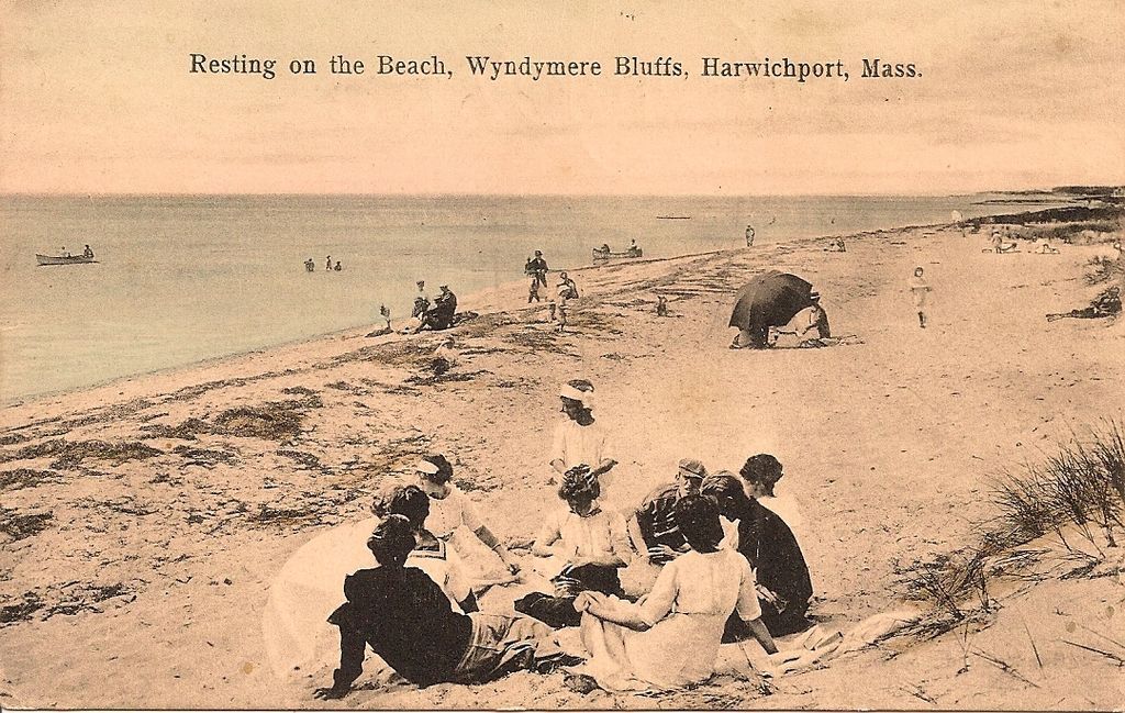 WELL DRESSED BATHERS WYNDYM ERE BLUFFS HARWICHPORT, MA POSTCARD