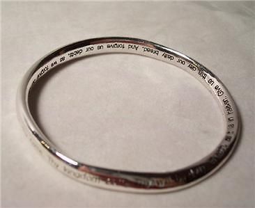 LORDS PRAYER Silver Scripture Bangle Bracelet