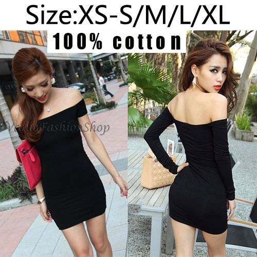 Shoulder Stretch Tunic Tight Fitted Clubwear Party Bodycon Mini Dress