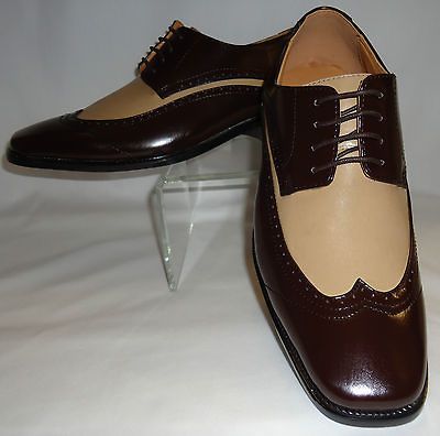 Amali P1056 065 Mens Handsome Rich Brown & Cream Ivory 2 Tone Wingtip