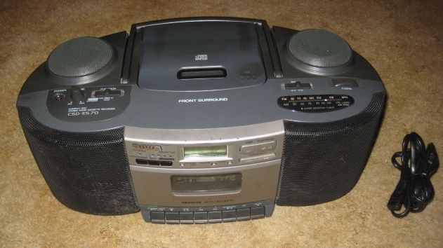 CSD ES70 AM FM CD CASSETTE RECORDER BOOMBOX SURROUND + REMOTE (RARE