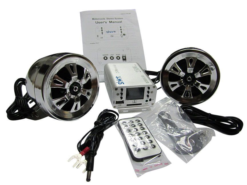 250w Motorcycle 2 speakers + FM splash proof remote sd