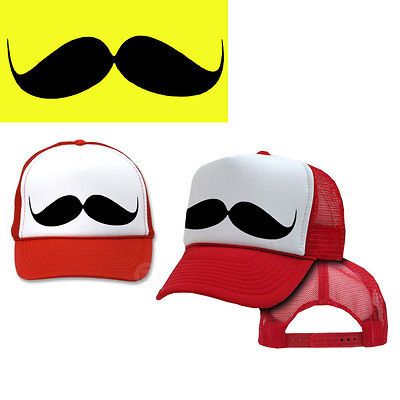 MUSTACHE MESH retro funny humor 80s womens mens snap back l new RED