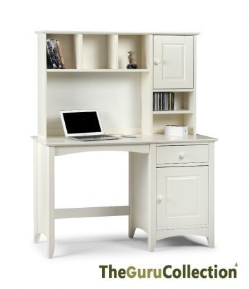 Julian Bowen Cameo Desk With Hutch Top Stone White Flat Pack H135cm