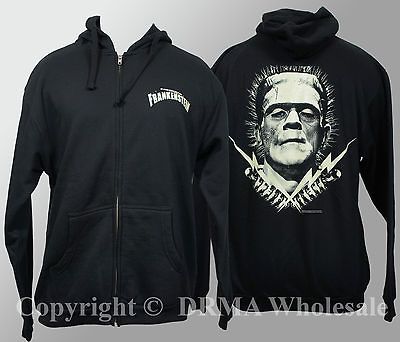 Authentic Boris Karloff FRANKENSTEIN Bolts Glow Zipup HOODIE S M L XL