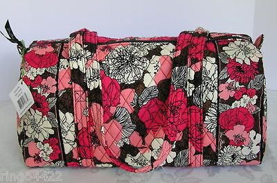 New Vera Bradley Mocha Rouge SMALL DUFFEL Gym Carry On Overnight Bag