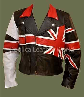 Fine Quality BRANDO UNION JACK BRITISH FLAG Motorcycle Biker Real