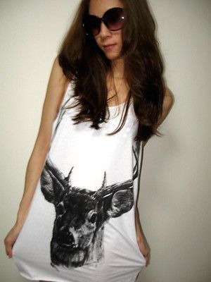 Deer Buck Animal Retro Drawing Rock T Shirt Tank Top