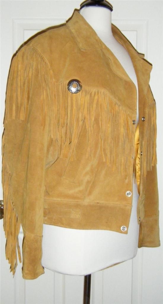 Vanguard Suede Leather Fringe Buckskin? Biker Jacket Coat Sz Small