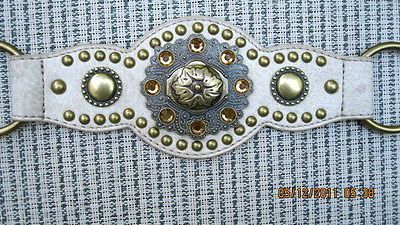 KATHY Van Zeeland Wide Flower Conch Belt Rice Cream M Rare $68.00