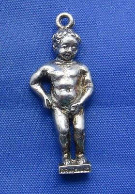 Silver MANNEKEN PIS Boy Peeing Statue Charm Bruxelles Brussels Belgium