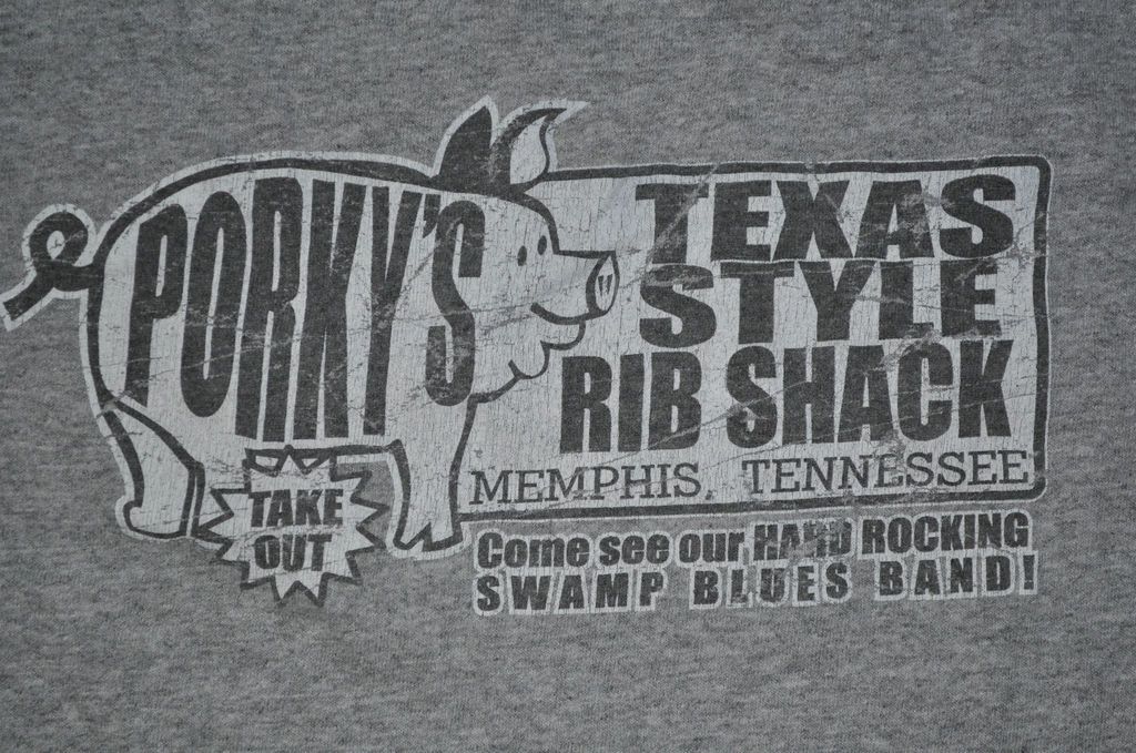 SHIRT LARGE PORKYS TEXAS STYLE RIB SHACK MEMPHIS TENNESSEE SWAMP