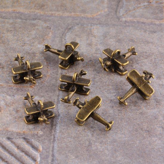 Kf370*20PC Bronze Airplane Glider Plane Pendant Bead Charms Finding