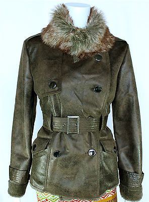 NWT $129  SISTERS Shearling Fox Brown Pebbled Microsuede