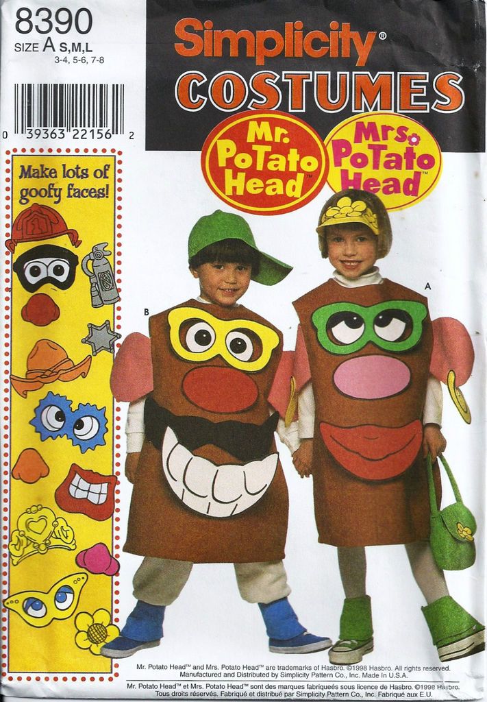 8390 PATTERN CHILDS MR & MRS POTATO HEAD COSTUMES sz 3 to 8   UNCUT