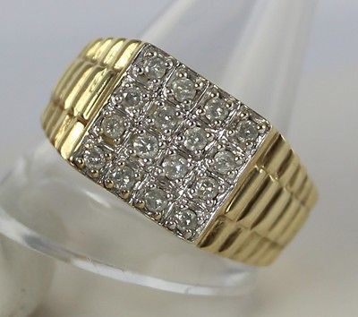 Rolex Design 0.5 Carat Diamond & 9ct Yellow Gold Mens Ring