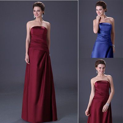 Vintage Blue/Burgundy Bridesmaid Sleeveless Maxi Ball Gown Cocktail