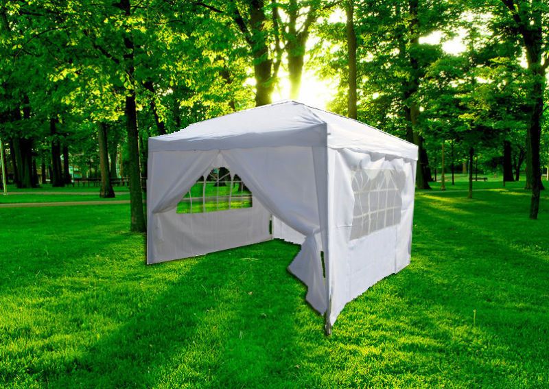 10 x 10 PALM SPRINGS EZ POP UP WHITE CANOPY GAZEBO TENT WITH 4 SIDE