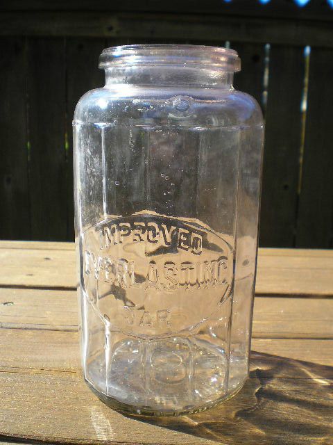 Antique IMPROVED EVERLASTING FRUITJAR w/Lid  1905 Half Gallon FREE